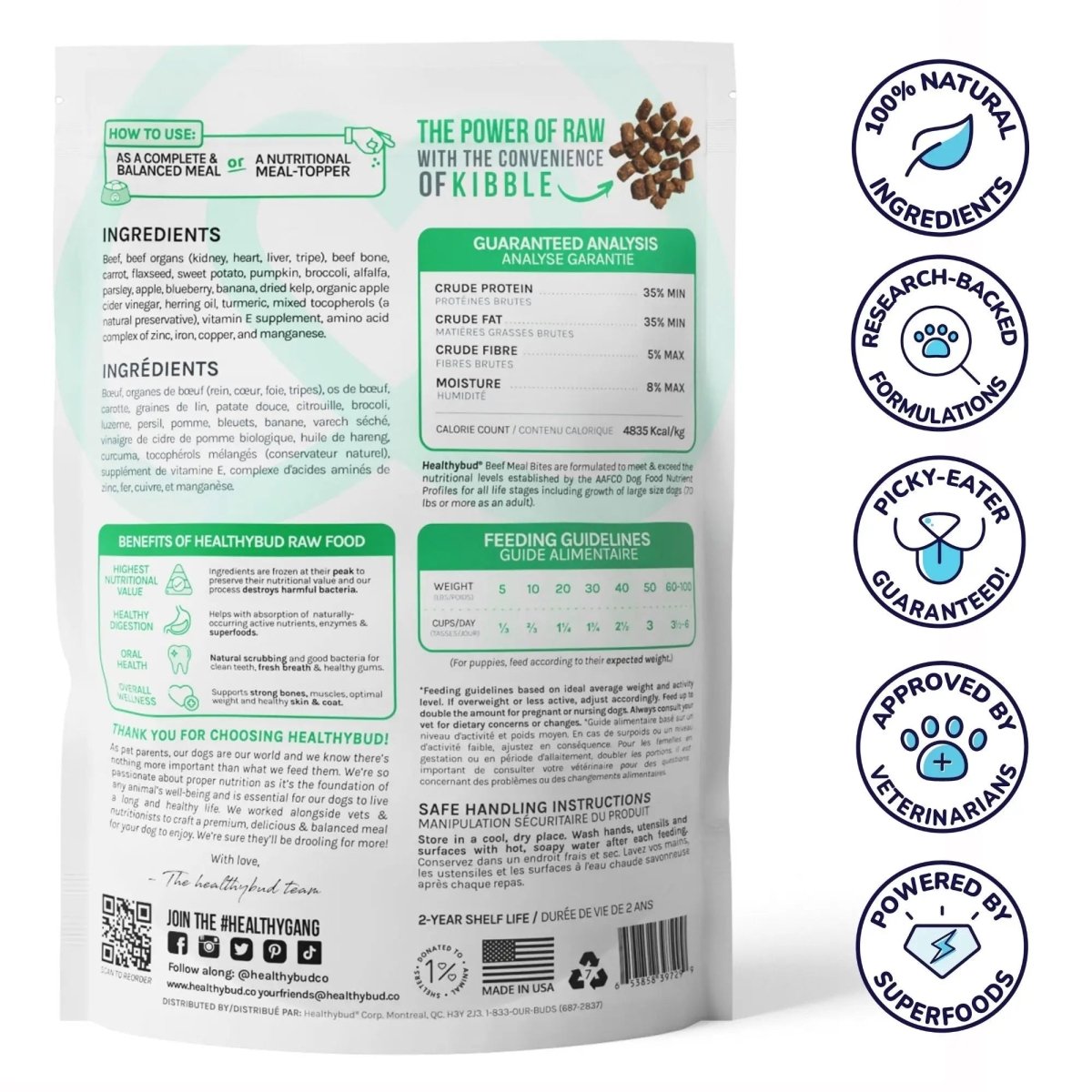 Healthybud Beef Meal Bites Freeze - Dried Dog Food 14Oz - Talis Us