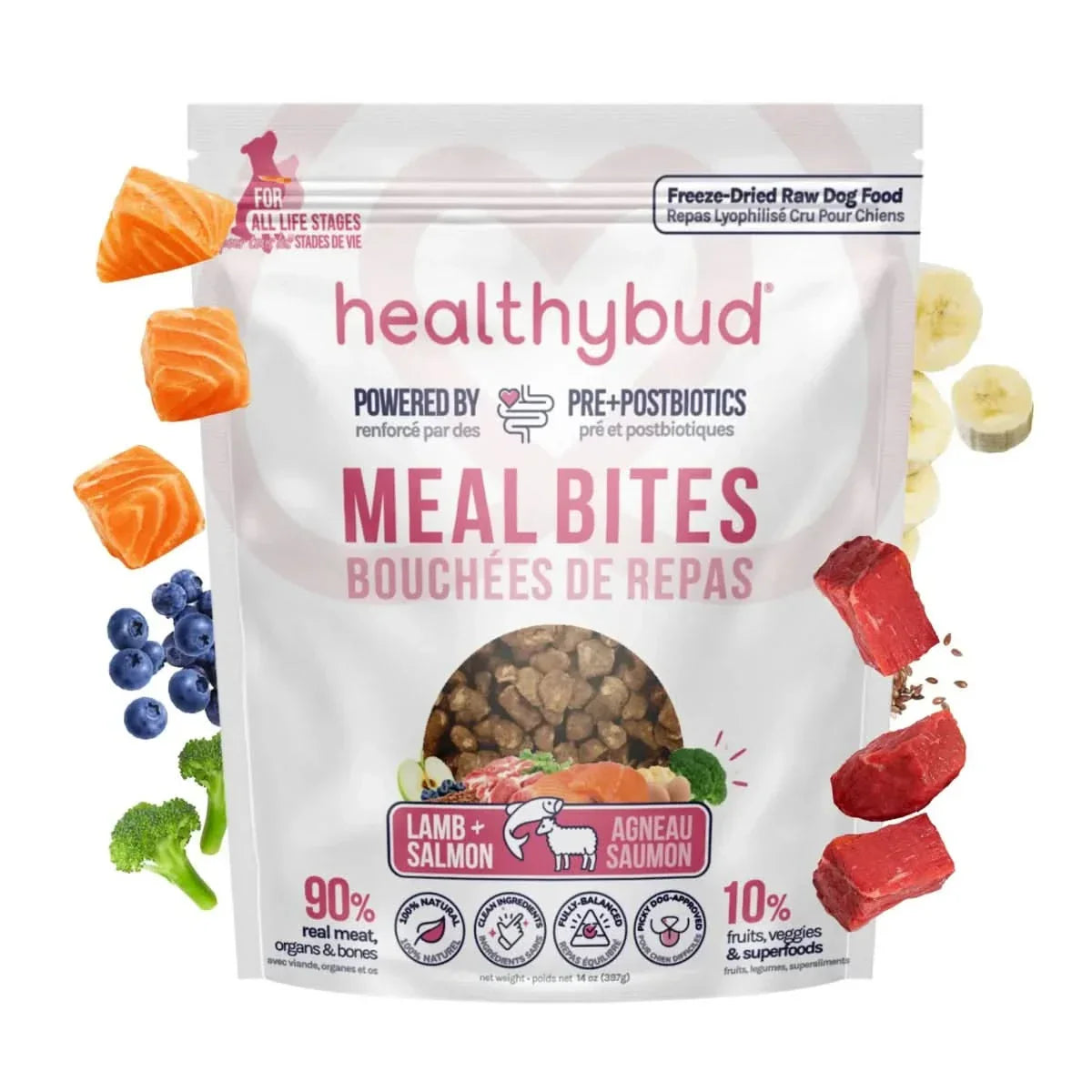 Healthybud Lamb & Salmon Meal Bites Freeze - Dried Raw Dog Food 14oz - Talis Us
