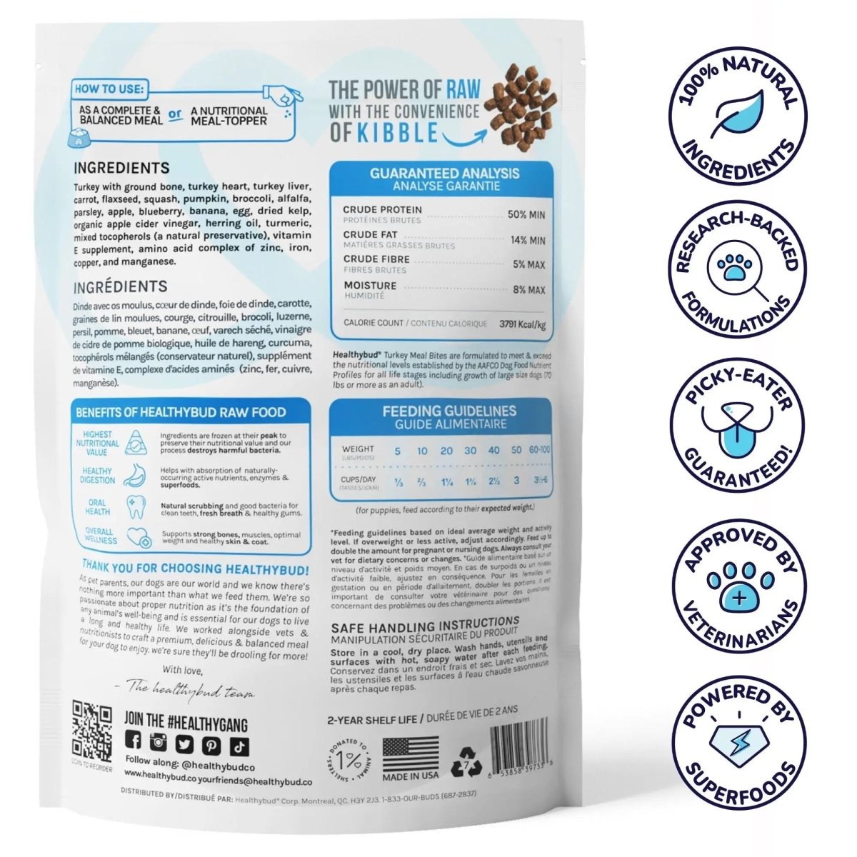 Healthybud Turkey Meal Bites Freeze - Dried Dog Food 14Oz - Talis Us