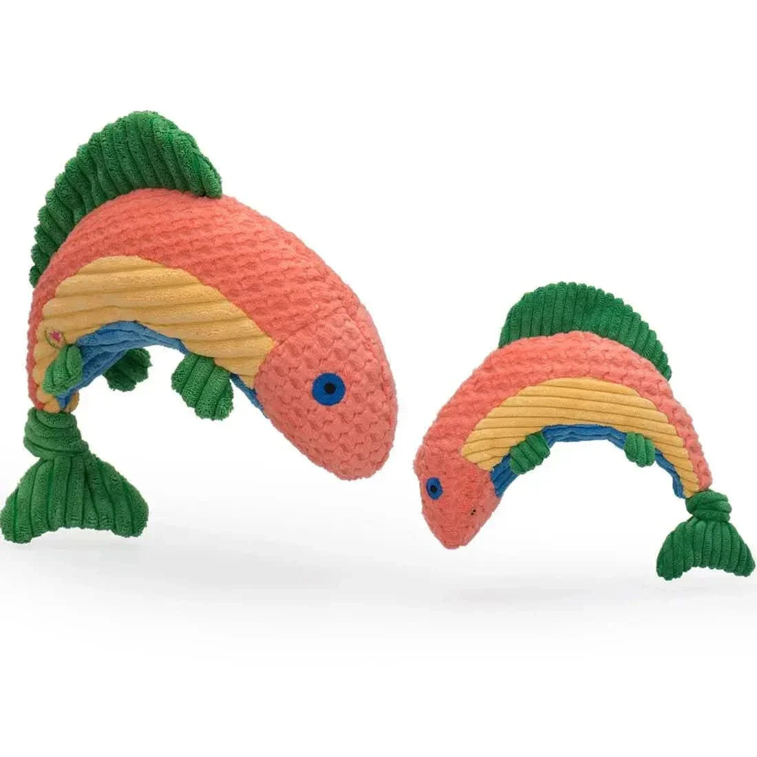 HuggleHounds Raucous Rainbow Trout Knottie Tough Squeaky Plush Dog Toy - Talis Us
