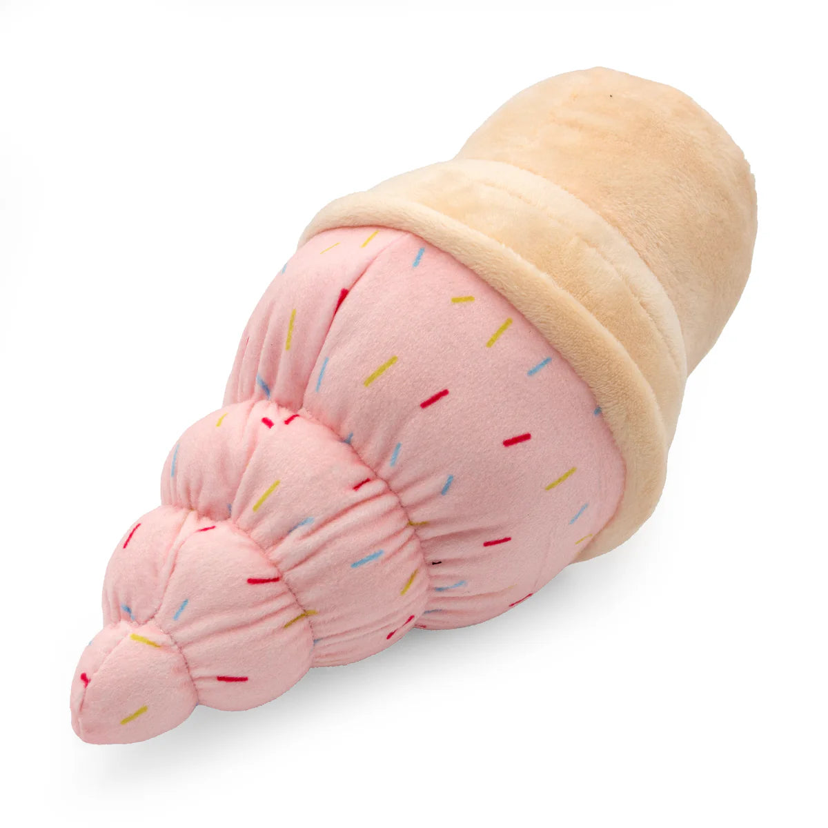 ThoozyPet ice cream cone dog toy in soft pink with colorful sprinkles for playful pets