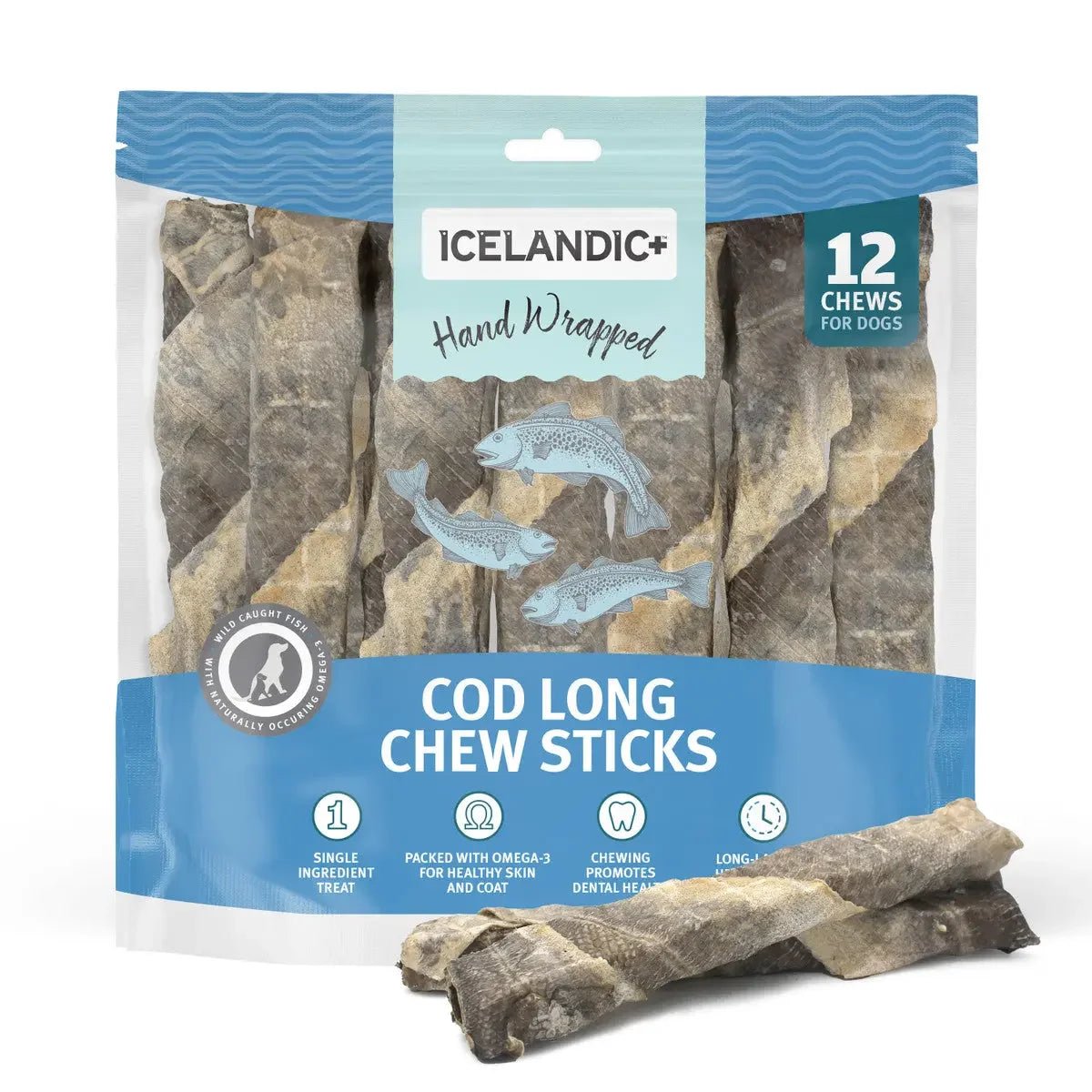 Icelandic+ Fish Dog Treats Cod Skin Hand Wrapped Chew Stick - Talis Us
