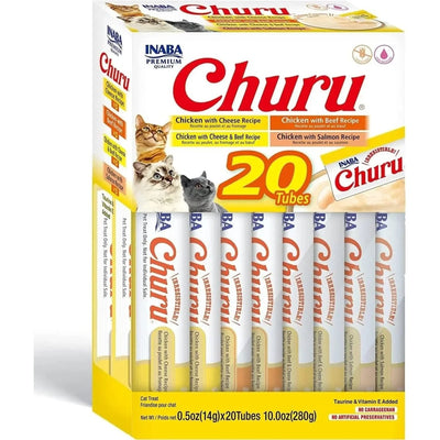 Inaba Churu Chicken & Beef Variety Creamy Puree Lickable Cat Treats,20 Tubes / .5 oz - Talis Us