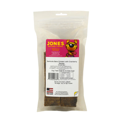Jones Natural Chews Barknola Bars Chicken with Cranberry Recipe, healthy dog snacks for all size dogs