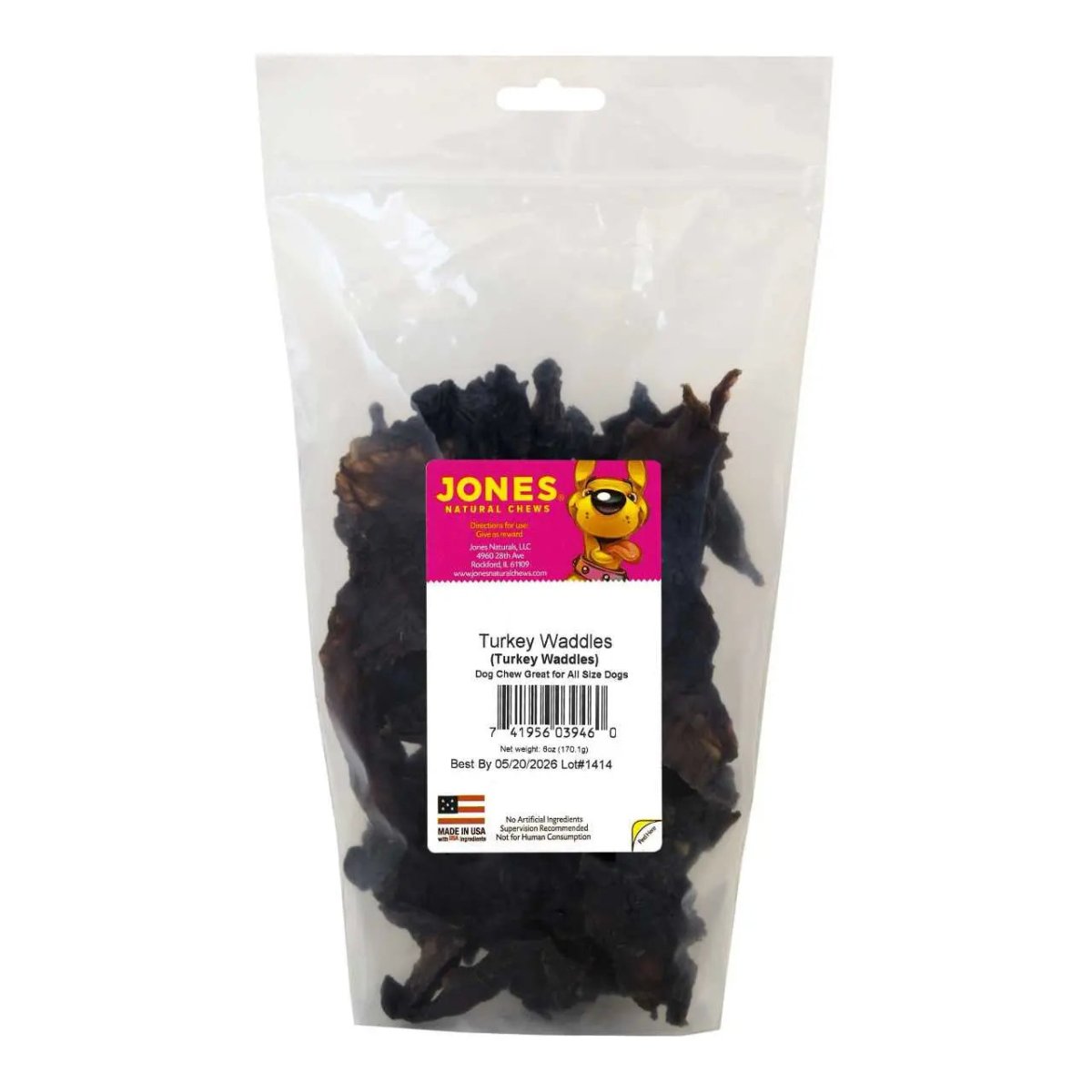 Jones Natural Chews Turkey Waddles – 100% USA - Sourced, Single - Ingredient Dog Treats 6oz - Talis Us