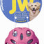 JW Crackle Ball Dog Toy in pink with crunchy bottle material for fun playtime