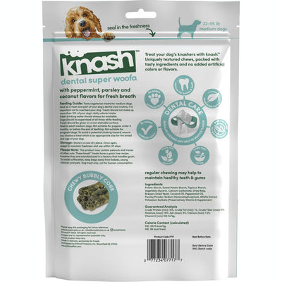 Knash dental super woofa dental dog treats for medium dogs with peppermint and parsley for fresh breath
