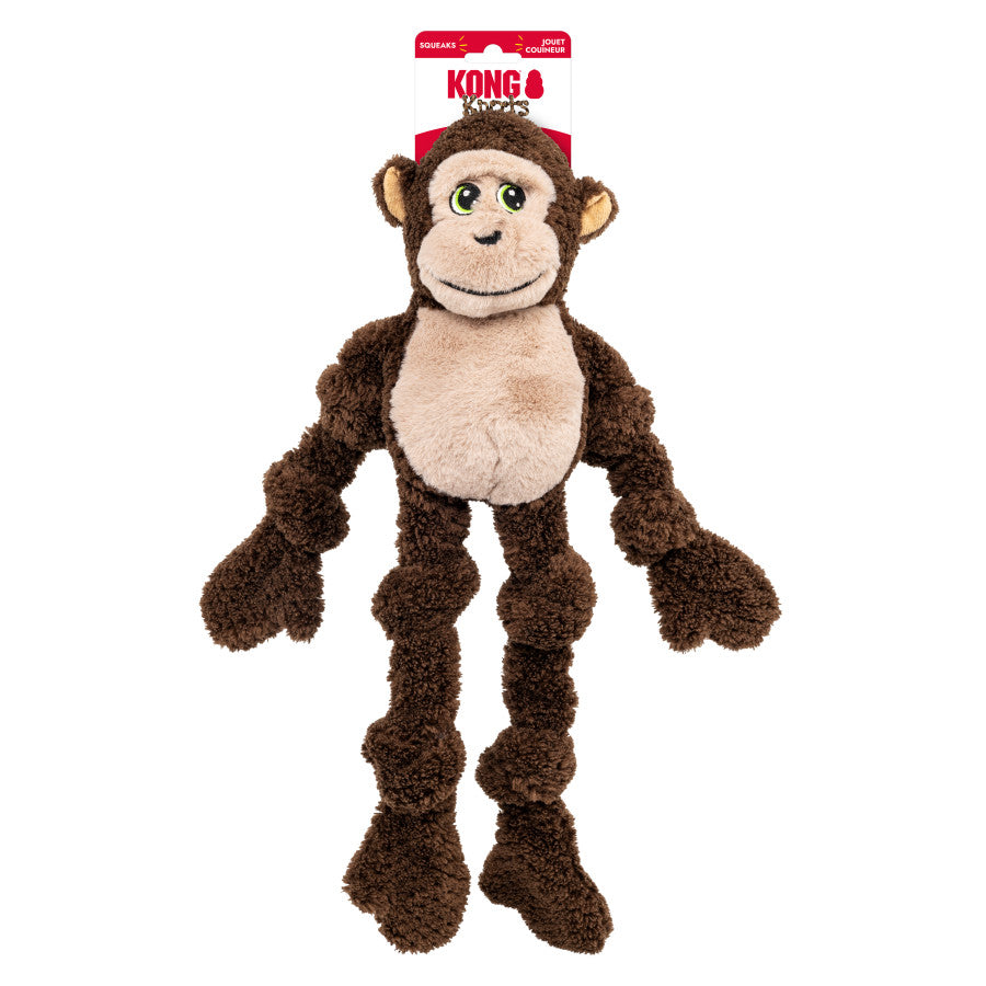 KONG Monkey Knots Dog Toy with soft fabric and squeaky features for playful dogs