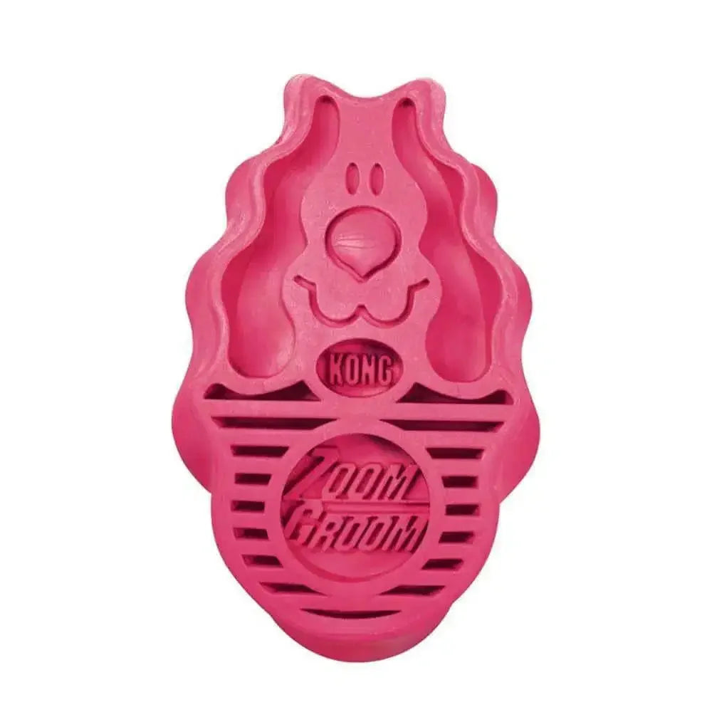 Kong ZoomGroom dog brush in pink for effectively removing loose fur and promoting healthy skin