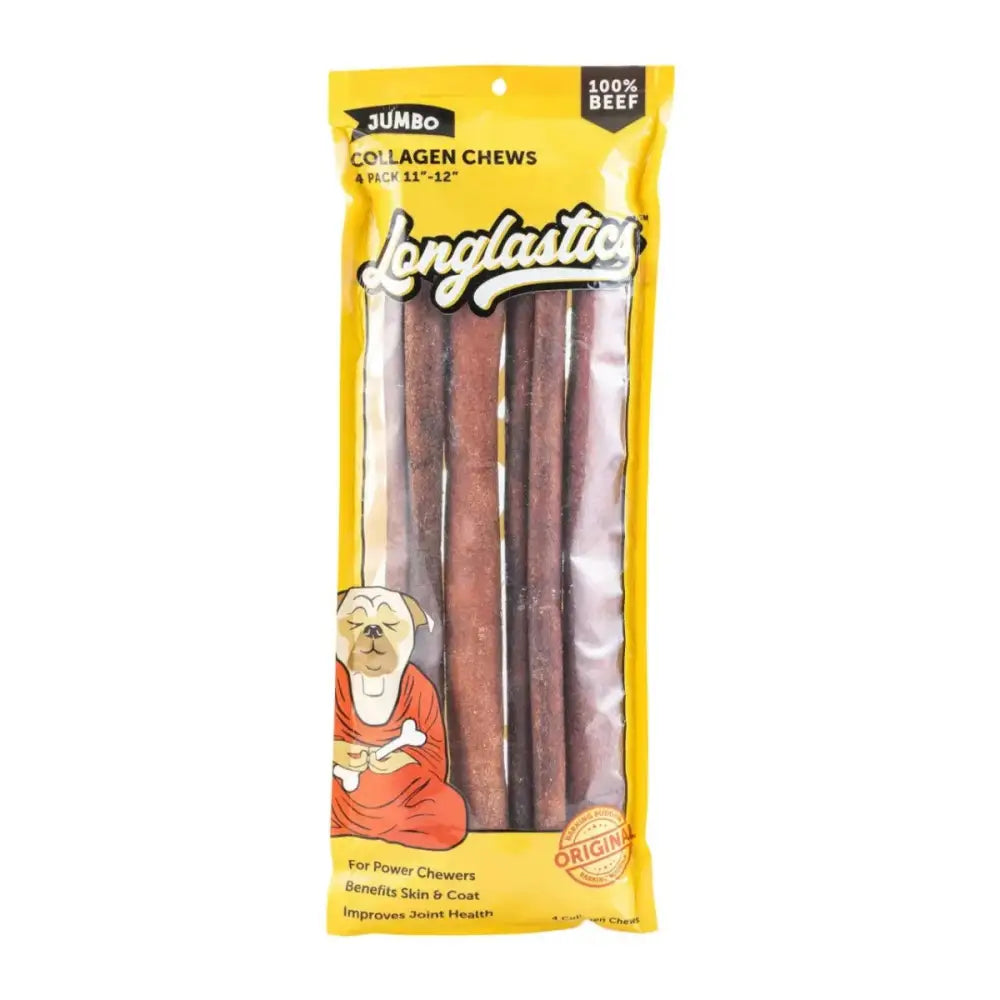 Longlastics™ Jumbo Collagen Stick 11" to 12" (4 Pack) for Large to XL Dogs / Power Chewers - Talis Us