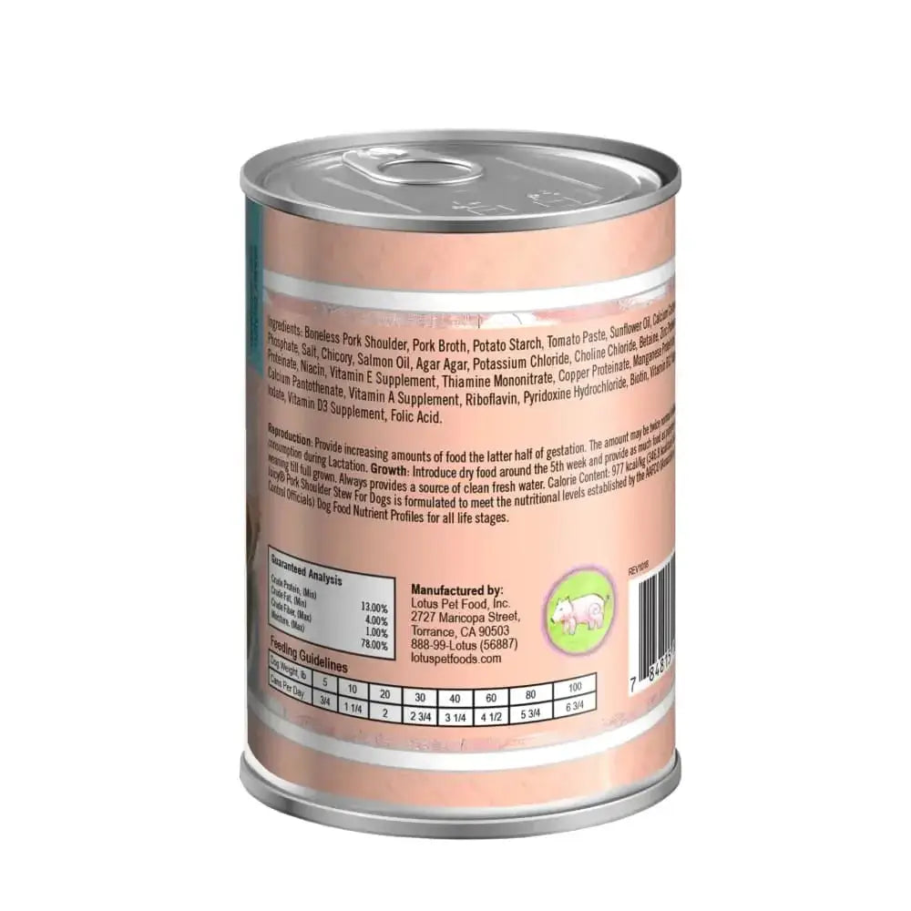 Lotus Just Juicy Pork Shoulder Stew Grain-Free Canned Dog Food Lotus