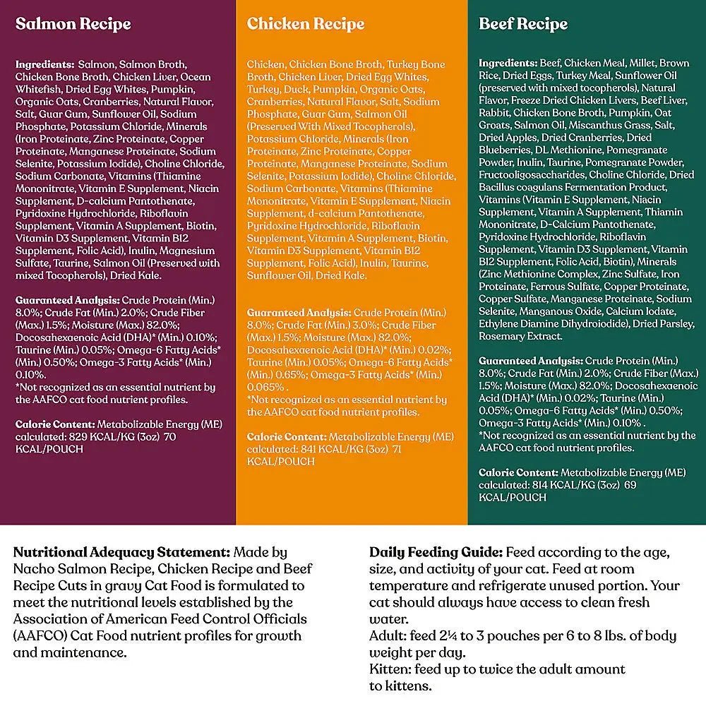 Made by Nacho Cuts In Gravy Recipes With Bone Broth Variety Pack Wet Cat Food 2 - 12 / 3 oz - Talis Us