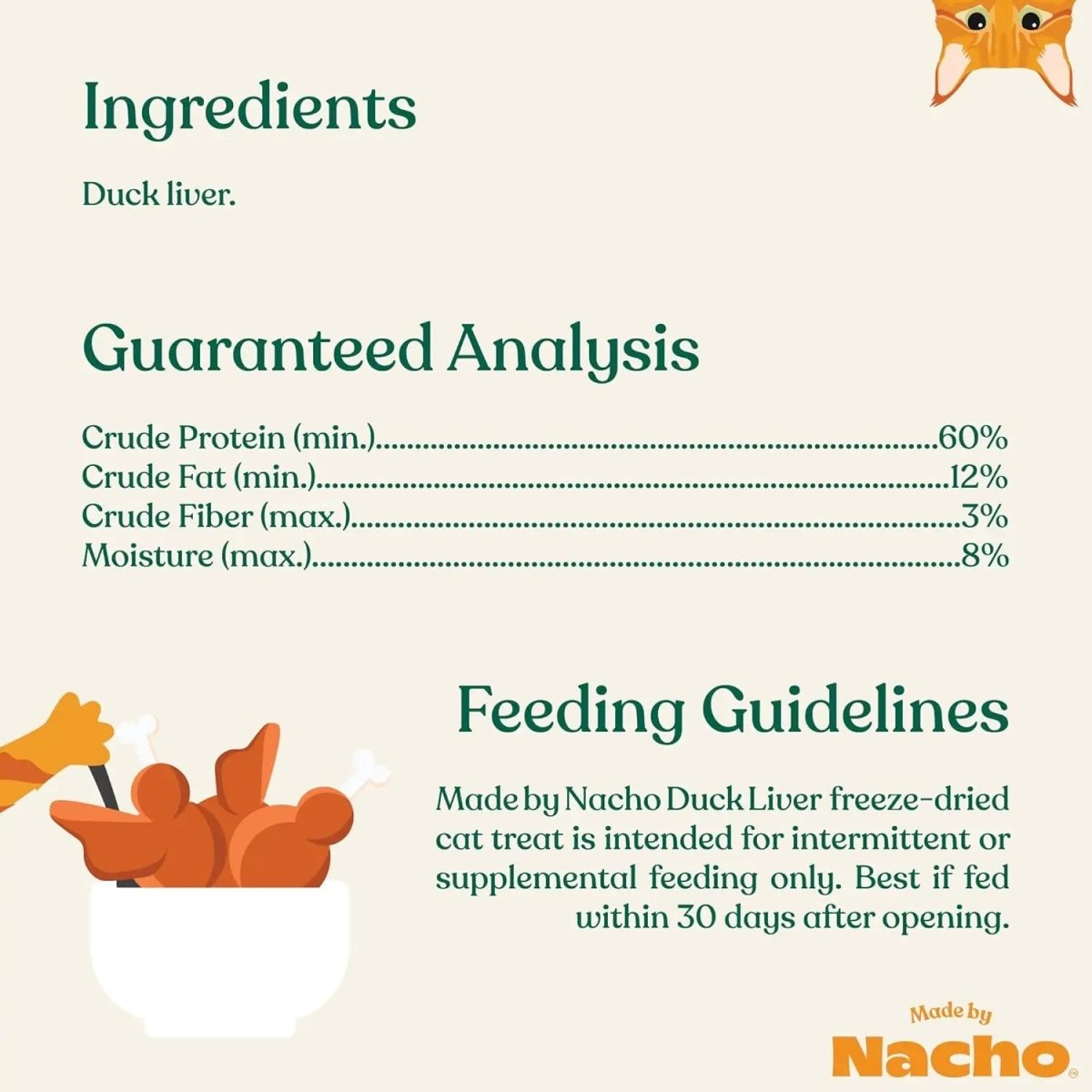 Made By Nacho Freeze Dried Duck Liver Cat Treats 1 oz - Talis Us