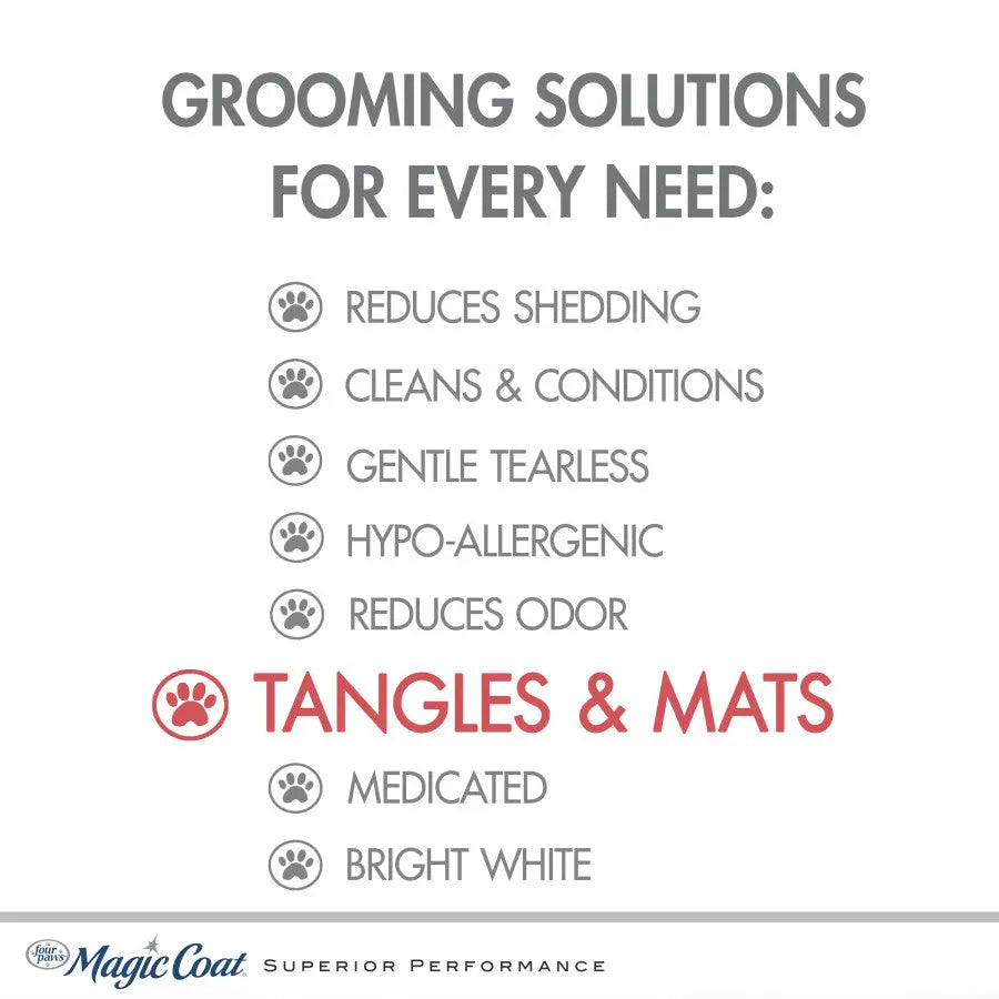 Four Paws detangling dog shampoo for mats featuring hypo-allergenic and gentle tearless formula