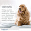 Four Paws gentle tearless dog shampoo instructions with a happy dog on a cozy blanket