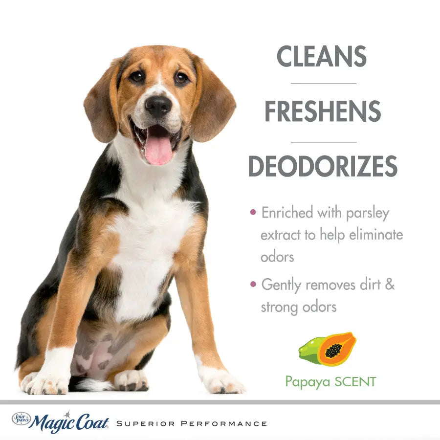 Four Paws odor reducing dog shampoo with parsley extract to clean and deodorize pets