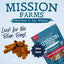 Mission Farms Chicken and Cranberry Freeze-Dried Dog Treats in a new blue bag for healthy pet snacks