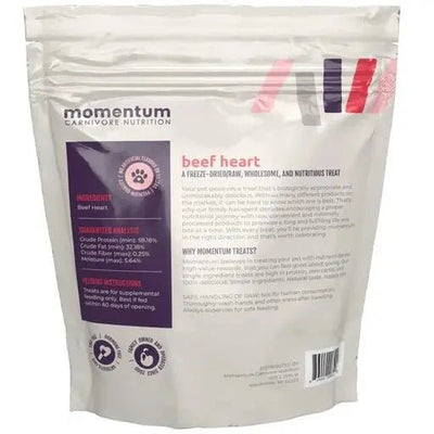 Momentum Carnivore Nutrition Freeze Dried Raw Beef Hearts 3 Oz - Talis Us