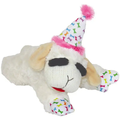Multipet Lamb Chop w/ Birthday Hat Dog Toys 10.5" - Talis Us
