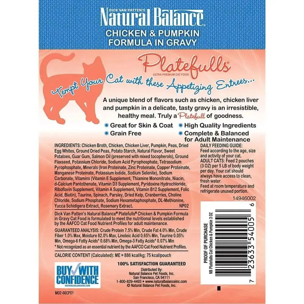 Natural Balance Pet Foods Platefulls Chicken & Pumpkin Formula in Gravy Cat Wet Food 3 oz, 24 pk Natural Balance CPD