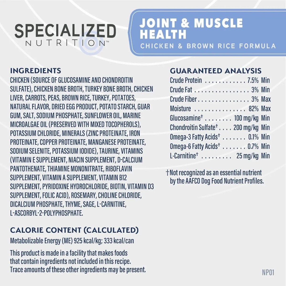 Natural Balance Specialized Nutrition Joint & Muscle Health Adult Chicken & Brown Rice Formula Wet Dog Food 12ea/12.7 oz - Talis Us