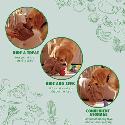 Nocciola 15 - Pack Squeaky Fruit & Veggie Dog Toys with Basket - Talis Us