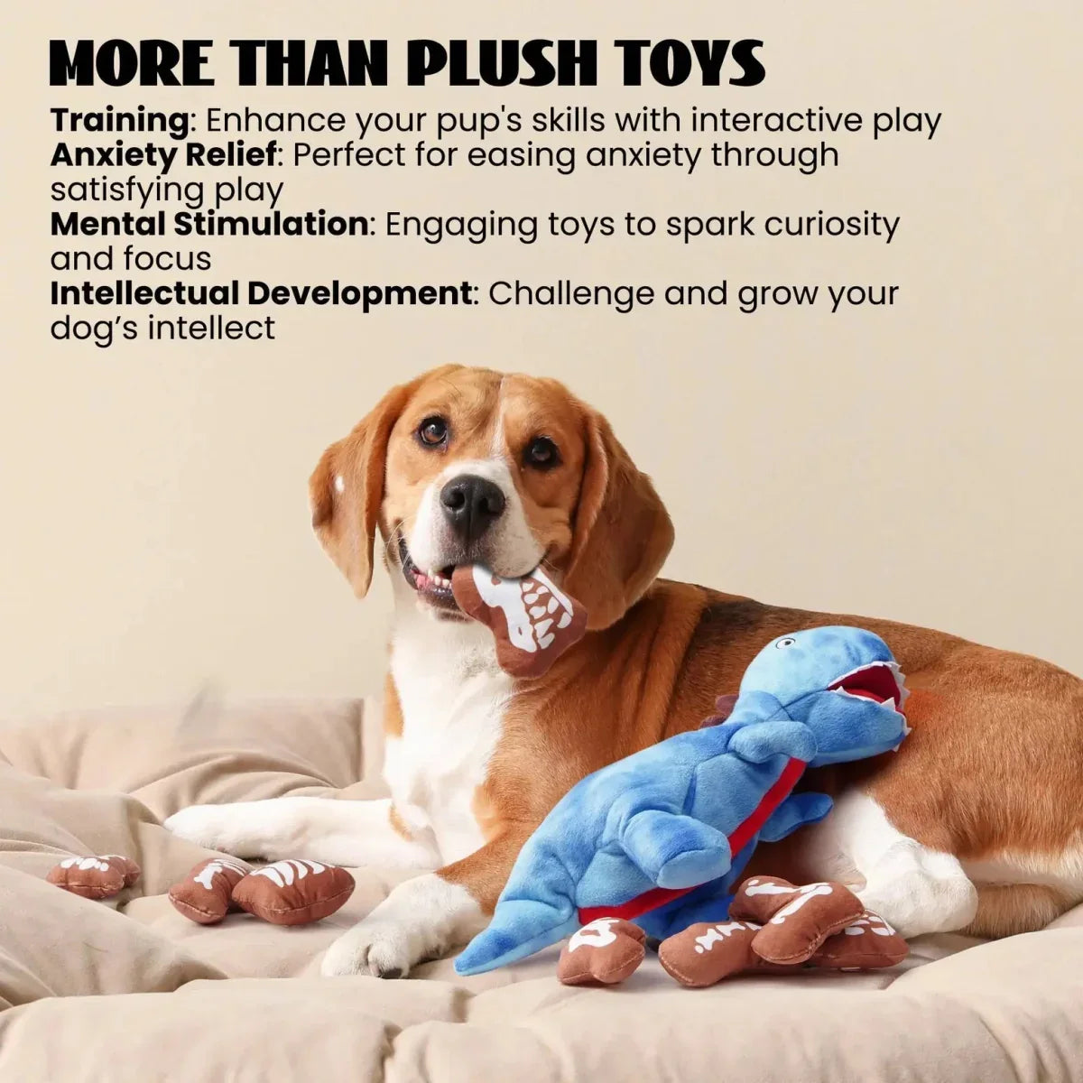 Nocciola Dinosaur Adventure Plush Dog Toy - 9 - in - 1 Interactive Fun - Talis Us