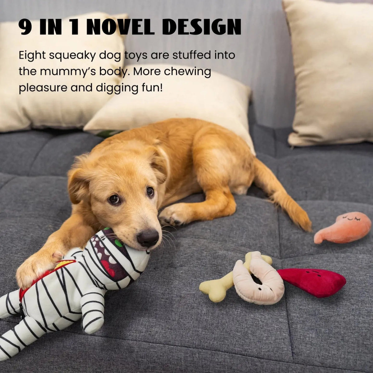 Nocciola Durable, Interactive Plush Toy for Dogs with 8 Organ Squeakers - Talis Us