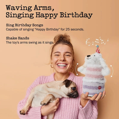 Nocciola Fuzzwoof Singing and Dancing Birthday Cake Dog Toy - Talis Us