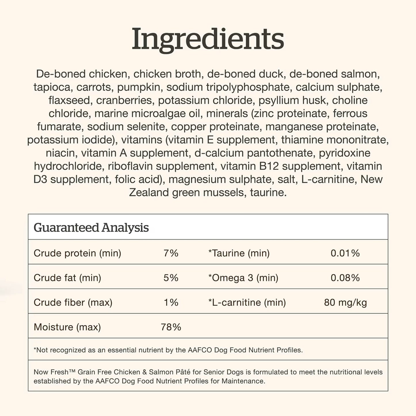 Petcurean grain free senior wet dog food ingredients list highlighting nutrition and flavor