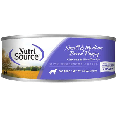 NutriSource Small & Medium Breed Puppy Chicken & Rice Canned Dog Food 12ea/5.5 oz - Talis Us