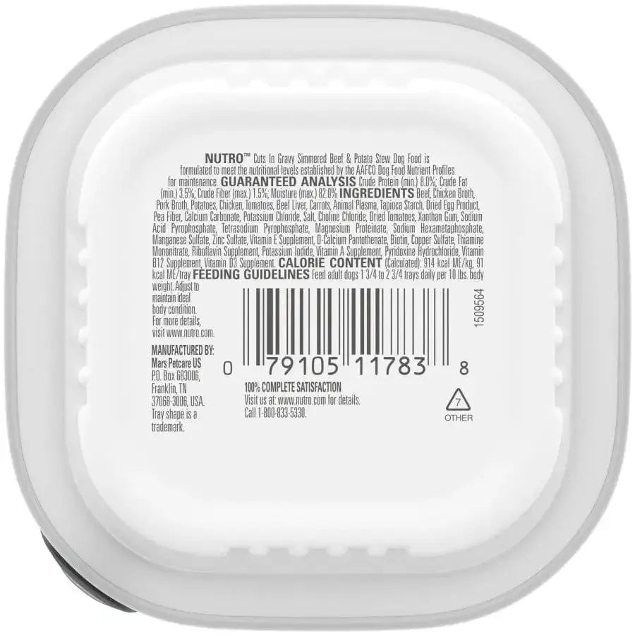 Nutro Products Grain Free Cuts in Gravy Adult Wet Dog Food Beef & Potato Stew Nutro
