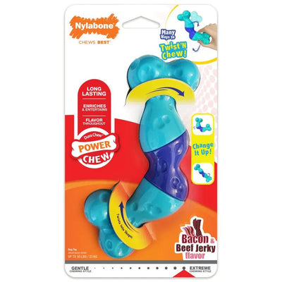 Nylabone Power Chew Twist 'N Bacon & Beef Jerky Flavor Chew Dog Toy - Talis Us