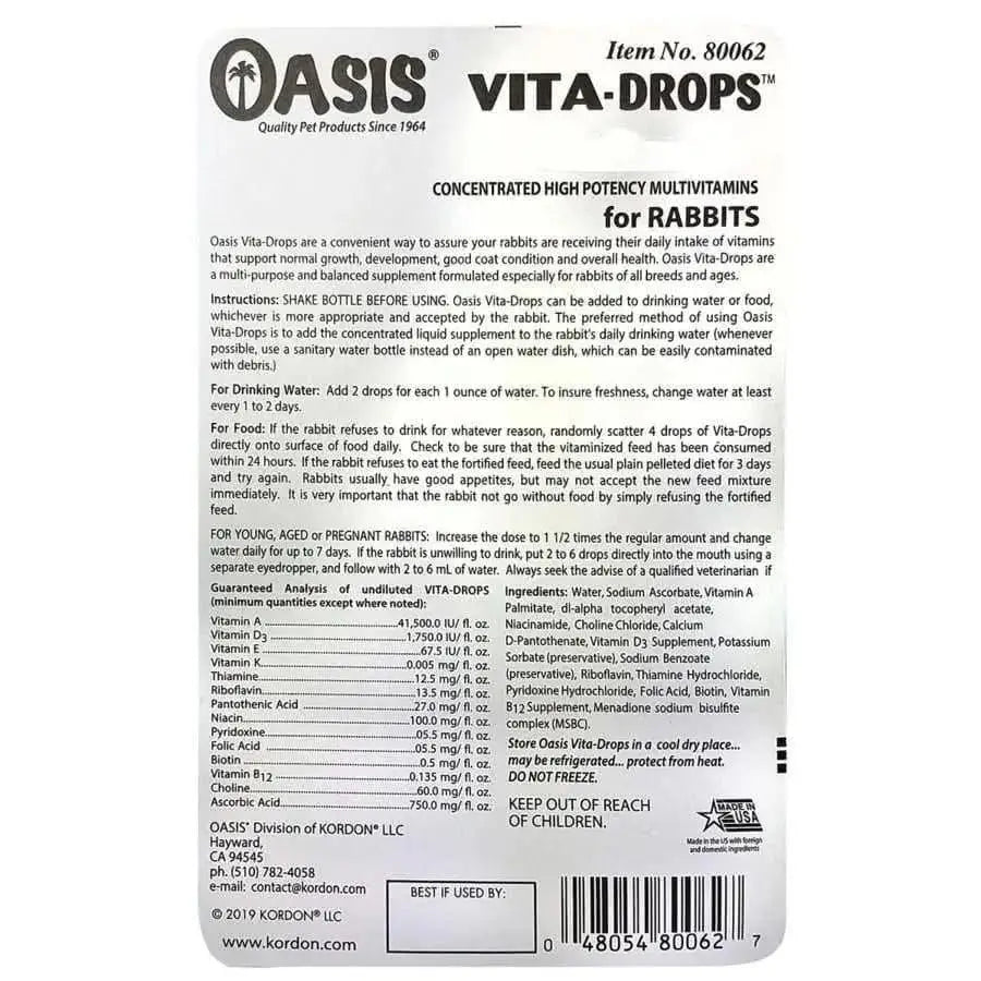 Oasis Vita-Drops High Potential Daily Multivitamin for Rabbits 2 Fl. oz Oasis