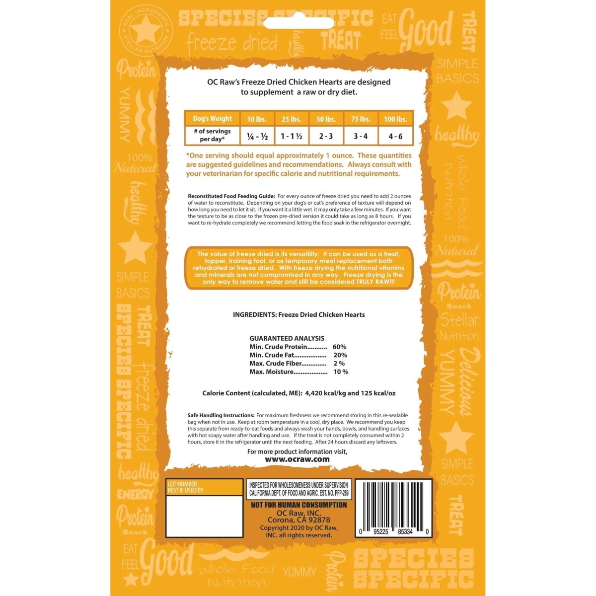 OC Raw Chicken Hearts Freeze Dried Dog Treats 4oz - Talis Us