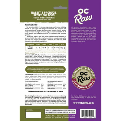 OC Raw Freeze Dried Meaty Rox Rabbit & Produce Dog Food 5.5oz - Talis Us