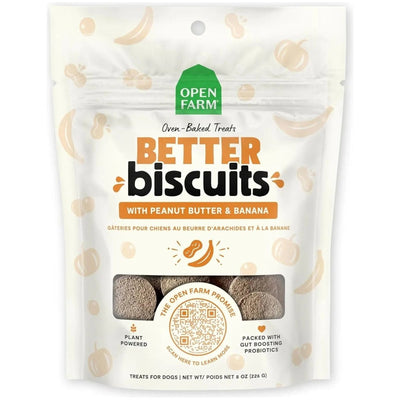 Open Farm Better Biscuits Peanut Butter & Banana Oven Baked Dog Treats 8 oz - Talis Us