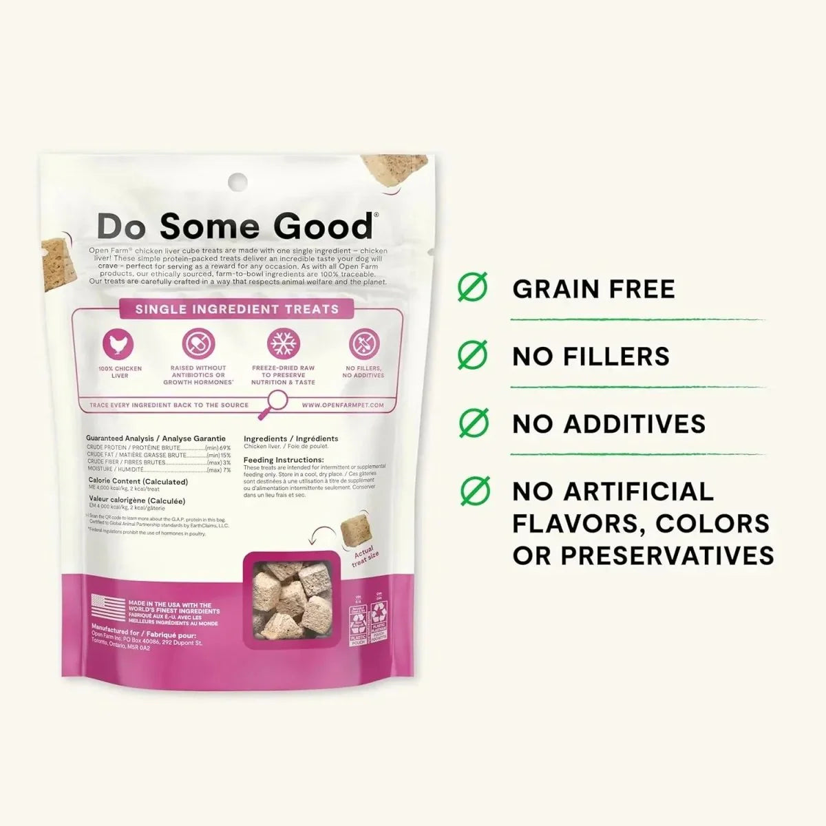 Open Farm Freeze Dried Raw Single Ingredient Chicken Liver Cubes Dog Treats 3 oz - Talis Us