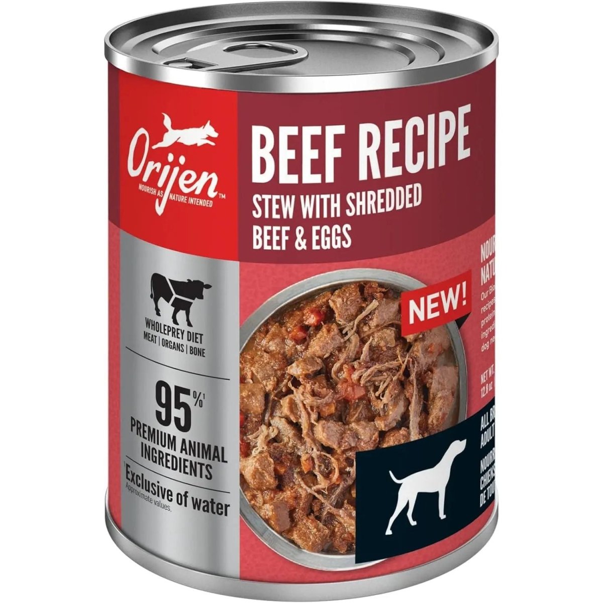 ORIJEN Real Meat Shreds Beef & Eggs Recipe Stew Grain - Free Wet Dog Food 12ea/12.8 oz - Talis Us
