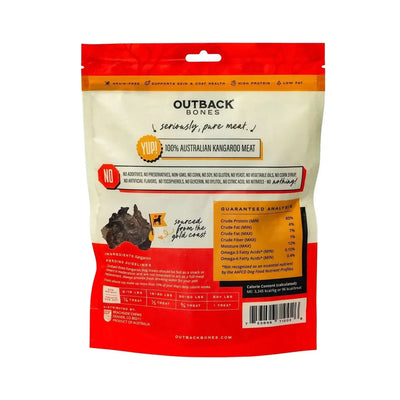 Outback Bones Kangaroo Jerky Dog Treats packaged with 100% Australian kangaroo meat