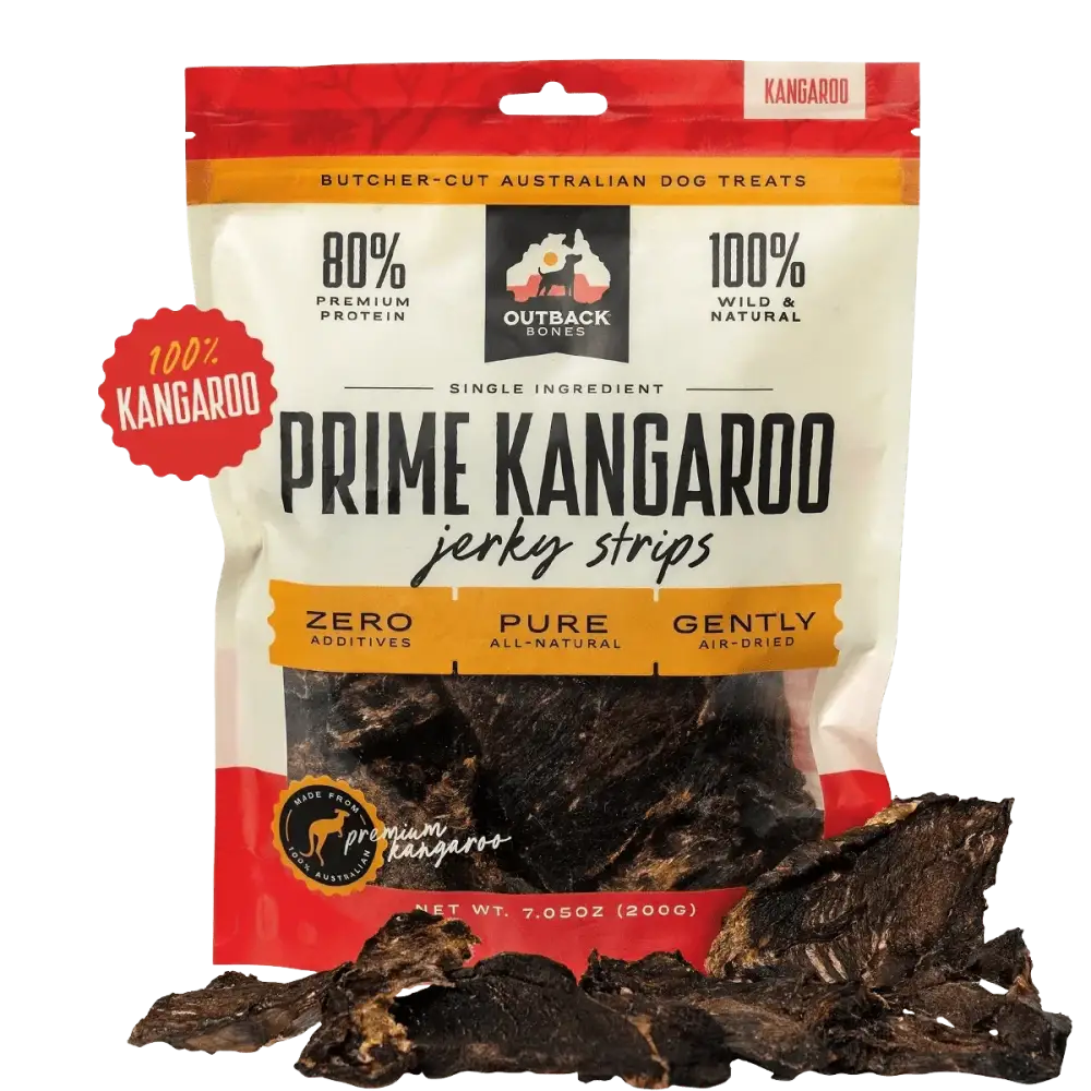 Outback Bones Kangaroo Jerky Strips Dog Treats - Pure Protein 7.05 oz - Talis Us