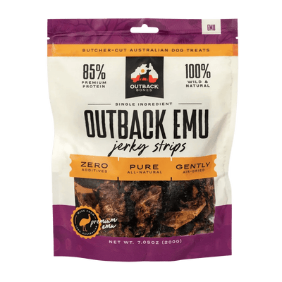 Outback Bones Natural Emu Jerky Strips for Dogs 7.05 oz - Talis Us