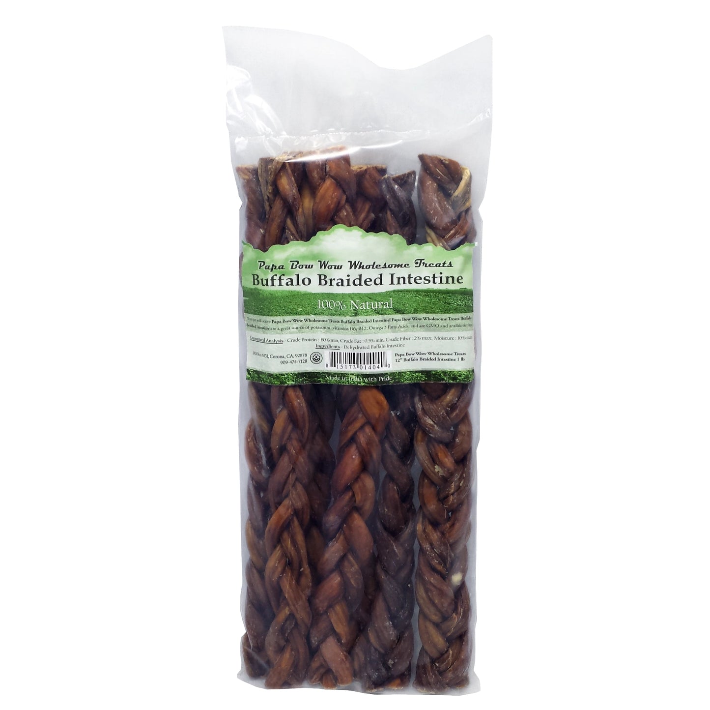 Papa Bow Wow Buffalo Braided Intestine dog treats, 100% natural and tasty for your furry friend