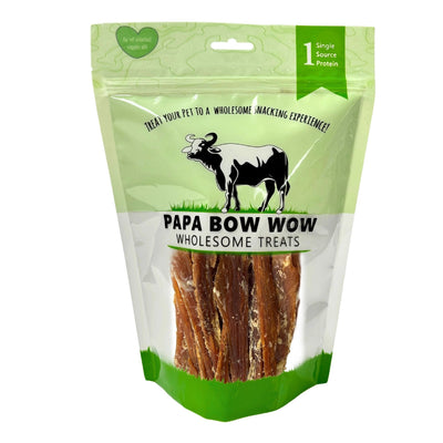 Papa Bow Wow dog paddywack treats in a resealable bag for healthy snacking