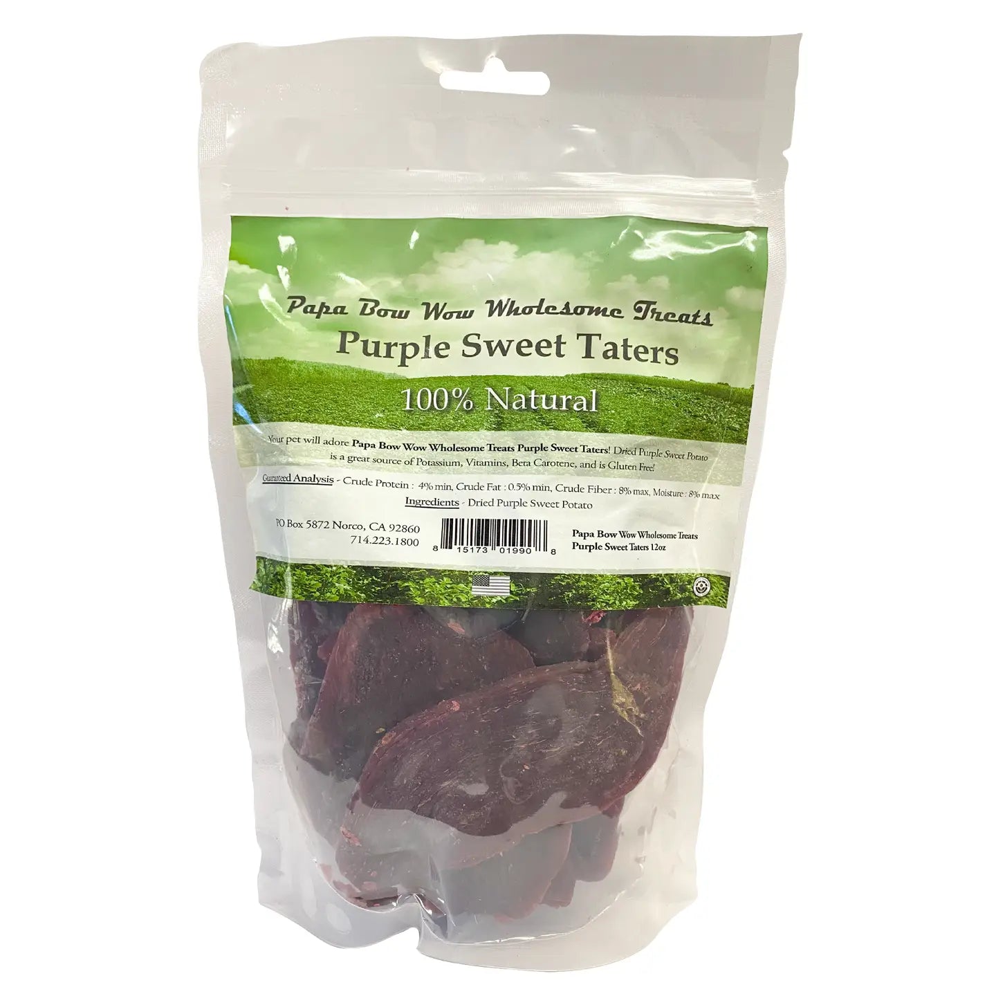 Papa Bow Wow Purple Sweet Potato Dog Treats Package Featuring 100% Natural Ingredients