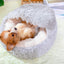 Cozy pearl grey cat cave bed with soft plush interior for comfort and warmth for pets