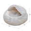 Cozy pearl grey cat cave bed with soft fur lining and a rounded design for pet comfort