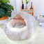 Cozy pearl grey cat cave bed with soft interior for comfortable lounging and sleeping