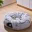 PetPals Group Cat Tunnel with Bed Combo in Soft Grey Fabric for Play and Comfort
