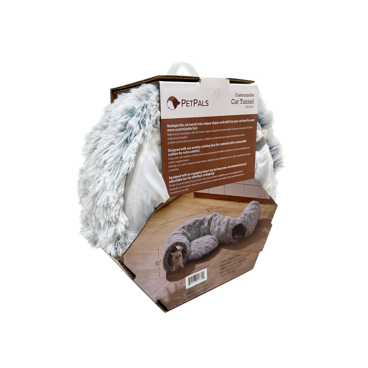 PetPals Group Cat Tunnel with Bed Combo in Gray, perfect for playful and cozy cat lounging